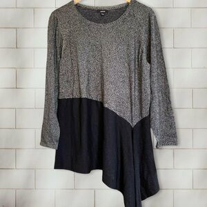 Alfani Black and Gray Shimmer Textured Knit Top